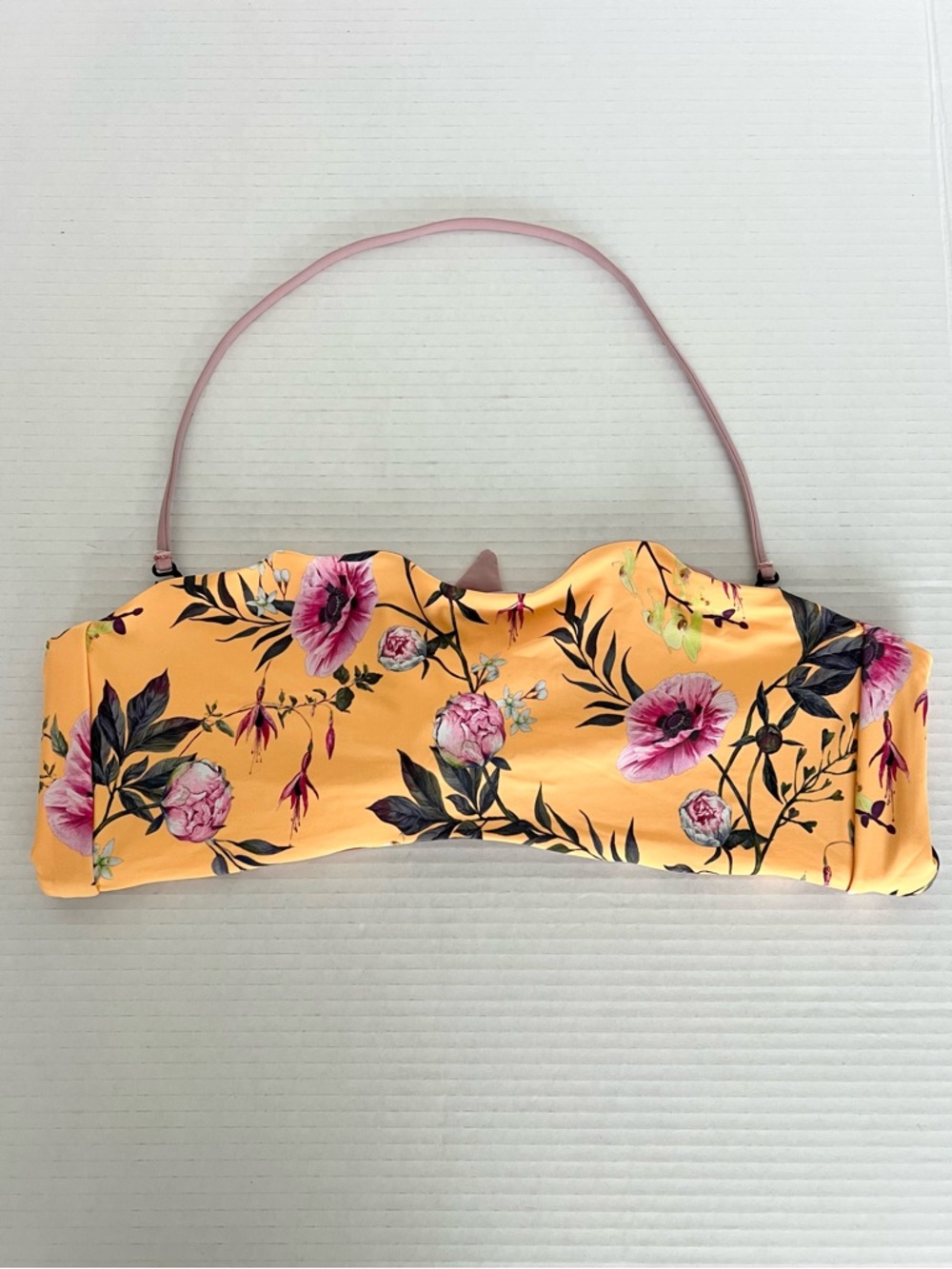 VYB Reversible Bandeau Bikini Top L Mango Floral Pink Back Tie NWOT Festival